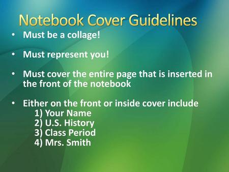 Notebook Cover Guidelines