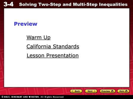 Preview Warm Up California Standards Lesson Presentation.