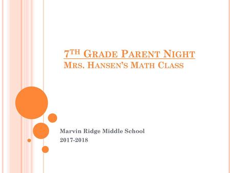 7th Grade Parent Night Mrs. Hansen’s Math Class