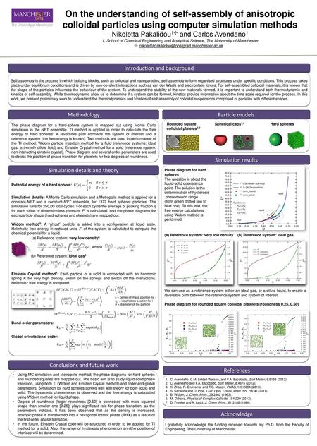 On the understanding of self-assembly of anisotropic colloidal particles using computer simulation methods Nikoletta Pakalidou1✣ and Carlos Avendaño1 1.