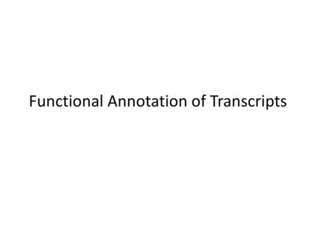 Functional Annotation of Transcripts