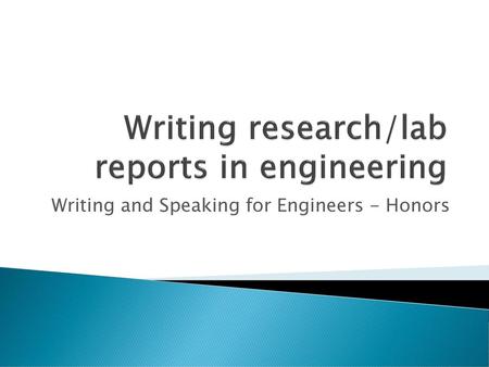 Writing research/lab reports in engineering