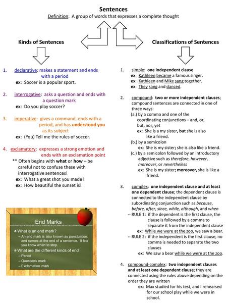 Classifications of Sentences