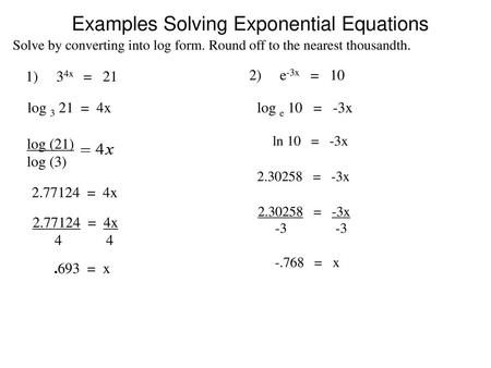 Examples Solving Exponential Equations