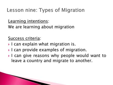 Lesson nine: Types of Migration