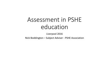 Assessment in PSHE education