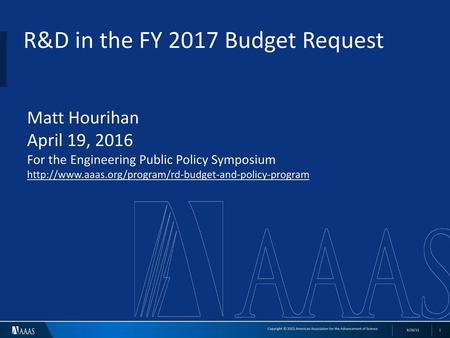 R&D in the FY 2017 Budget Request