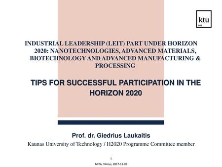 TIPS FOR SUCCESSFUL PARTICIPATION IN THE HORIZON 2020