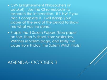 CW- Enlightenment Philosophers (in packet)