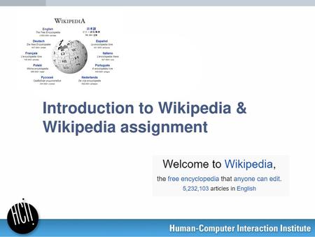 Introduction to Wikipedia & Wikipedia assignment