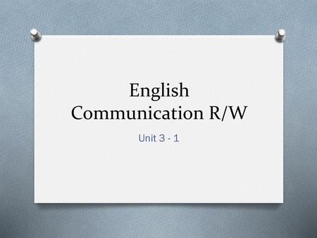 English Communication R/W