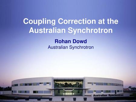 Coupling Correction at the Australian Synchrotron