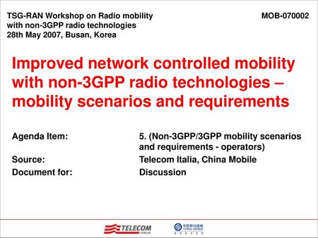 TSG-RAN Workshop on Radio mobility				MOB