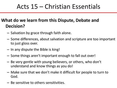 Acts 15 – Christian Essentials