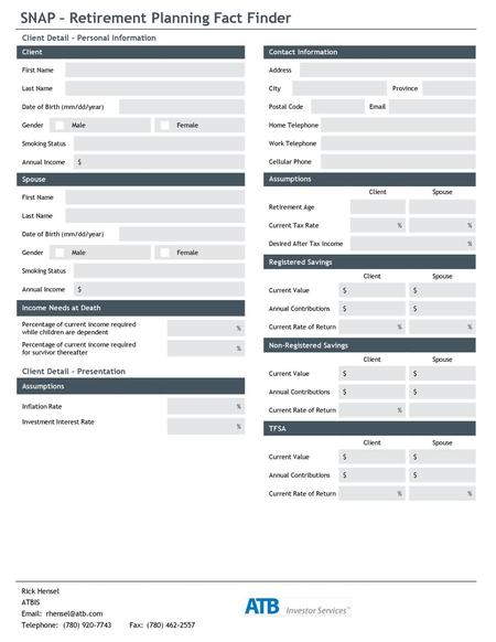 SNAP – Retirement Planning Fact Finder