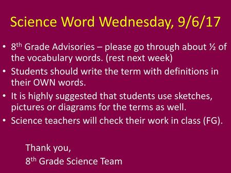 Science Word Wednesday, 9/6/17