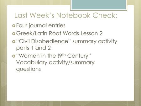 Last Week’s Notebook Check: