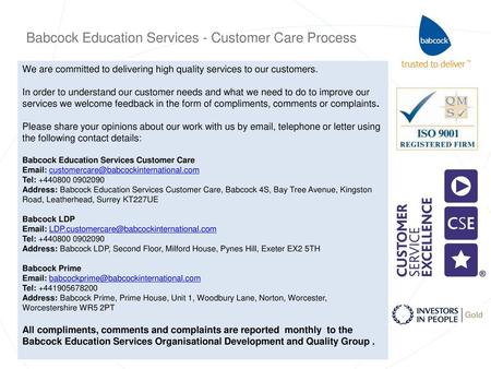 Babcock Education Services - Customer Care Process