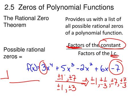 2.5 Zeros of Polynomial Functions