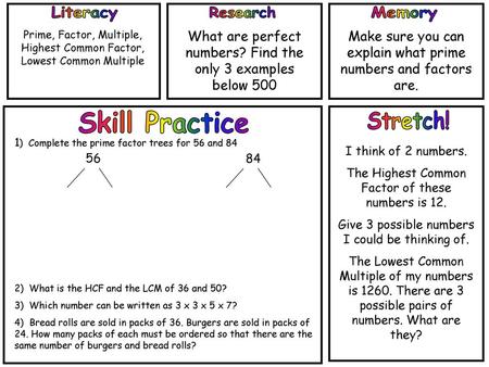 Literacy Research Memory Skill Practice Stretch!