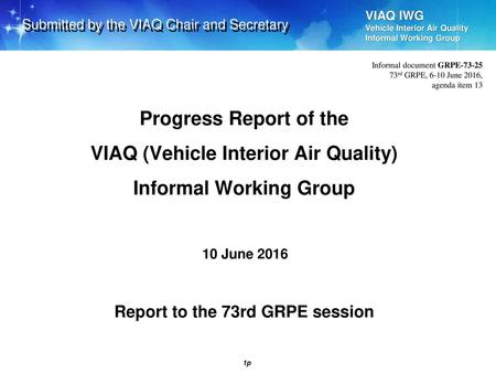 VIAQ (Vehicle Interior Air Quality) Informal Working Group