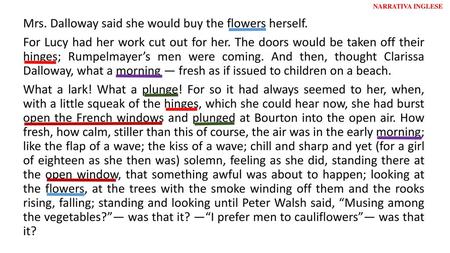 Mrs. Dalloway said she would buy the flowers herself.