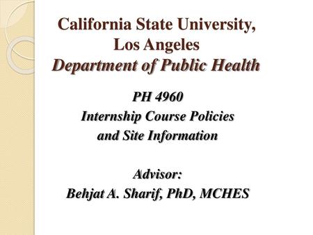 California State University, Los Angeles Department of Public Health