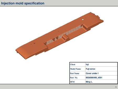 Injection mold specification