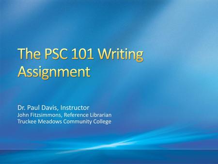 The PSC 101 Writing Assignment