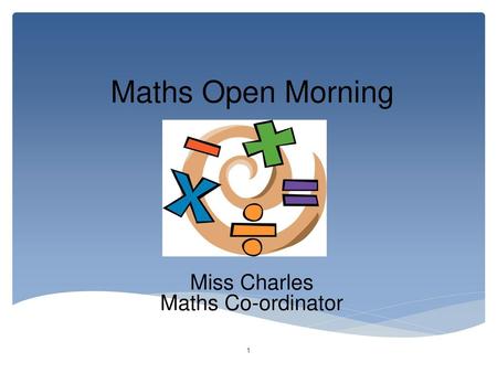 Maths Open Morning Miss Charles Maths Co-ordinator.