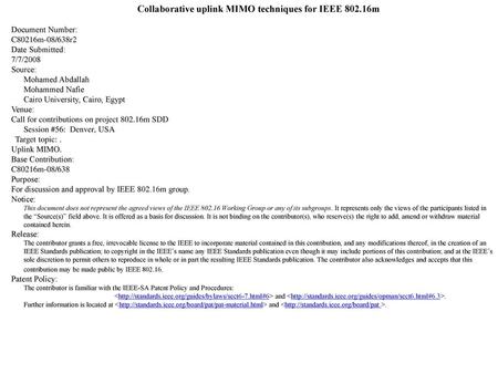 Collaborative uplink MIMO techniques for IEEE m