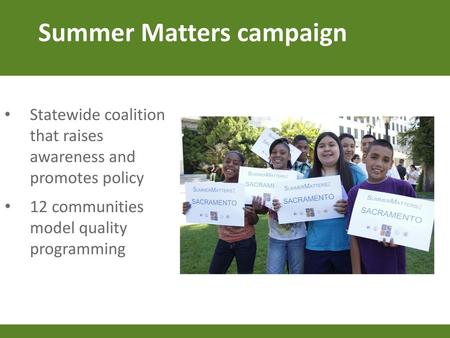 Summer Matters campaign