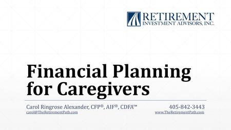 Financial Planning for Caregivers