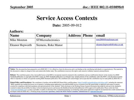 Service Access Contexts