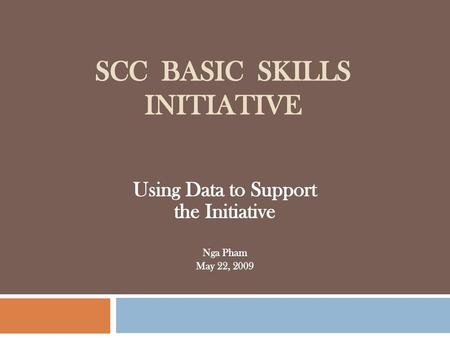 SCC Basic Skills Initiative