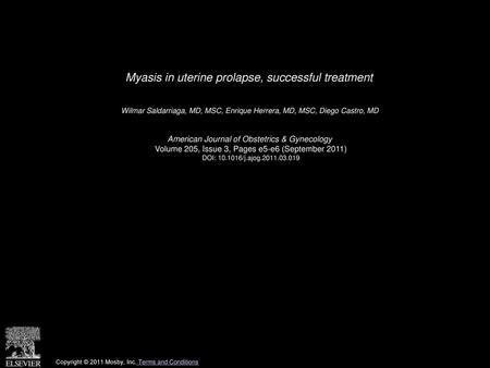 Myasis in uterine prolapse, successful treatment