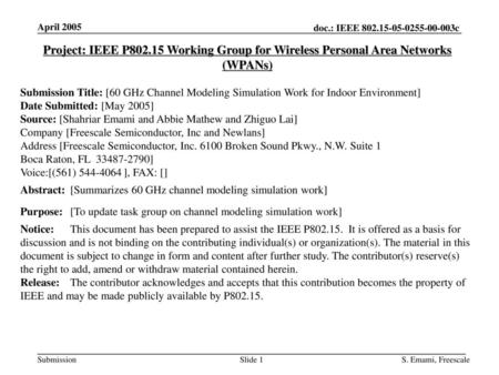 <month year> doc: IEEE a April 2005