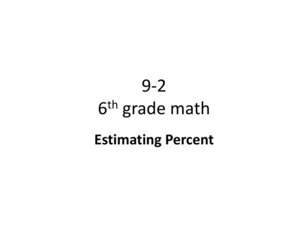 9-2 6th grade math Estimating Percent.