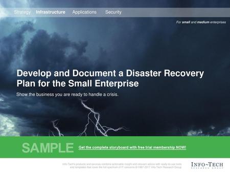 Develop and Document a Disaster Recovery Plan for the Small Enterprise