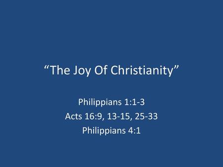 “The Joy Of Christianity”