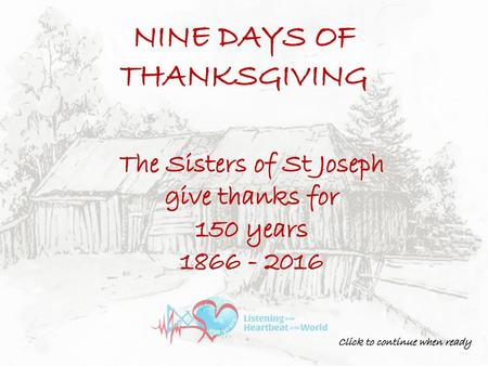 NINE DAYS OF THANKSGIVING The Sisters of St Joseph