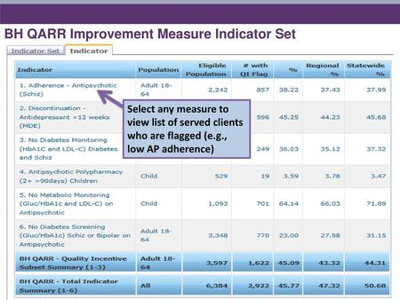 BH QARR Improvement Measure Indicator Set