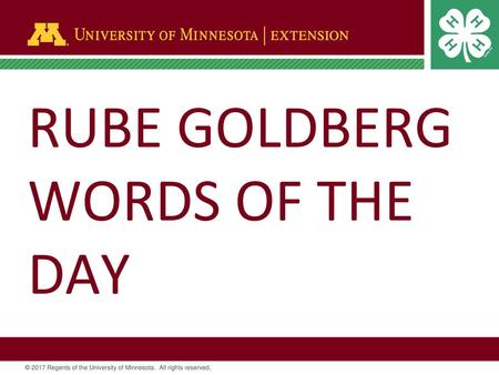 RUBE GOLDBERG WORDS OF THE DAY