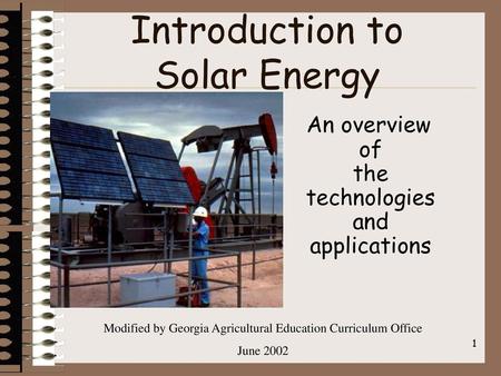 Introduction to Solar Energy