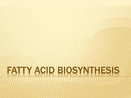 FATTY ACID BIOSYNTHESIS