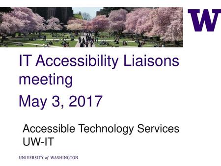 IT Accessibility Liaisons meeting May 3, 2017