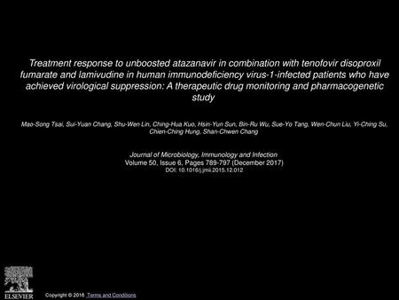 Treatment response to unboosted atazanavir in combination with tenofovir disoproxil fumarate and lamivudine in human immunodeficiency virus-1-infected.