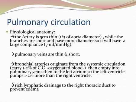 Pulmonary circulation