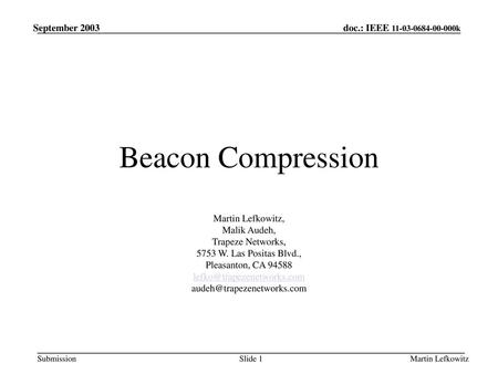 Beacon Compression Month 2000 doc.: r0-k September 2003