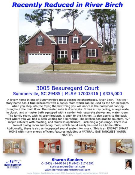 3005 Beauregard Court Summerville, SC | MLS# | $335,000